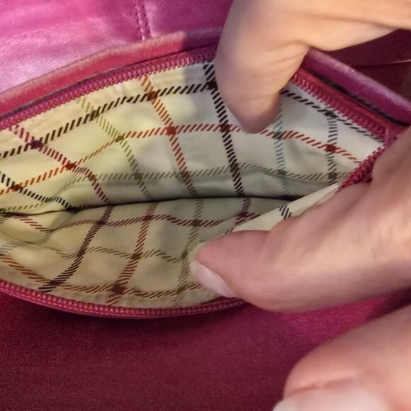 Coach Brown VINTAGE Bleeker Leather Wallet GUC Pink Interior Cream Plaid Fabric - Picture 9 of 16